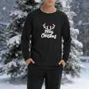Christmas Pajamas Two Piece Outfits Tracksuits Loungewear Matching Set Pjs Jogger Sets (Black, XXL)