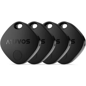 ATUVOS Air Tags-4 Pack, Bluetooth Luggage Tracker Works with Apple Find My APP (iOS Only, Not for Android), Keys Finder and Item Locator for Luggage, Backpack, Suitcases, Replaceable Battery (Black)