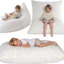 BRINJOY 3 in 1 Kids Bean Bag Chair Bed, Memory Foam Filled Floor Bed Bean Bag Sofa with Removable Washable Cover for Playroom Daycare Bedroom, Lazy Floor Mattress for Boys Girls Ages 3+, 53” x 35.5” x 13.5”