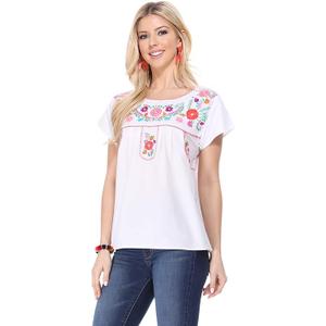 Women Traditional Puebla Mexican Embroidered Blouse Size S