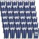 Sieral 36 Packs Stainless Steel Tumbler Bulk with Lid Vacuum Double Wall Insulated Travel Coffee Mug Powder Coated Tumbler Cup for Graduation Wedding Christmas Birthday Party(Navy, 20 oz)