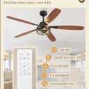 60 Inch Farmhouse Ceiling Fan with Light and Remote, Black Industrial Caged Flush Mount Ceiling Fans with 6 Speed Reversible Motor and Dual Finish 5 Blades, Rustic Ceiling Fan for Living room, Bedroom