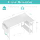 Lufeiya White L Shaped Computer Desk with Power Outlet Shelves, 40 Inch Small Reversible Corner Desk for Small Space Home Office, L-Shaped Desk PC Desks, White