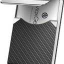 MaxGear Business Card Holder, Slim PU Leather & Stainless Steel Business Card Case for Men & Women, RFID Blocking Name Card Holder with Magnetic Closure, Black Carbon Texture