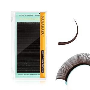 NAGARAKU Eyelash Extensions Dark Brown Color 0.07mm D curl 7-15mm Mix Tray Individual Lashes Classic Faux Mink Volume 20 rows Soft Light