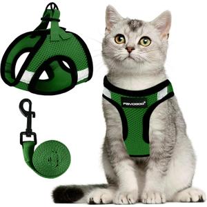 FAYOGOO Cat Harness, Cat Leash and Harness Set for Walking Escape Proof, Harness for Small Cats/Small Dogs, Large Kitten/Puppy Harness and Leash, Harness for Cats (Neon Green, X-Large)