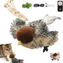 Flappy Fella Flying Bird Cat Toy with Realistic Chirping & Minty Scent - Interactive Cat and Owner Play, Boredom Relief Meow Chase Toy, Durable & Bite-Proof for All Cats (2.0-Sparrow)
