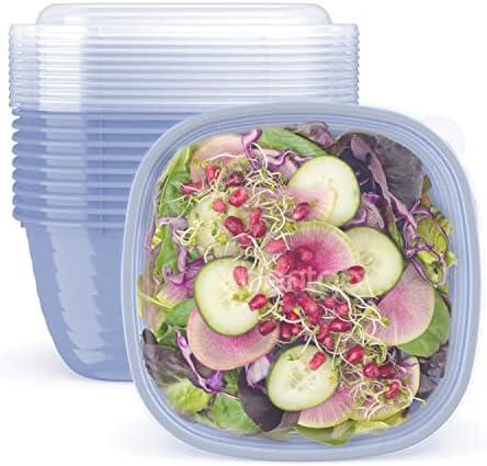 Bentgo Prep - 1-Compartment Bowls with Custom Fit Lids - Reusable, Microwaveable, Durable, PFAS & BPA-Free, Freezer and Dishwasher Safe Meal Prep Food Storage - 3 Bowls & 3 Lids (Periwinkle)