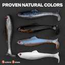 3/3.5/4 Inch Life-Like Shad Paddle Tail Swimbaits with 3D Red Eyes, 5 Natural Colors Soft Plastic Bass Fishing Lures, 4 in, 18pcs