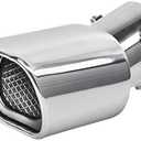 Stainless Steel Car Exhaust Square Tip, 2.5" to 3.7" Universal Car Exhaust Pipe Tail Throat Tail Pipe, Modification Tailpipe Flue Muffler Rear Tip Pipe with Mesh (Curved,Silver)