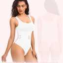 Eleady Shapewear Bodysuits for Women - Body Shaper Thong Tank Top Bodysuit Square Neck (XL, White)