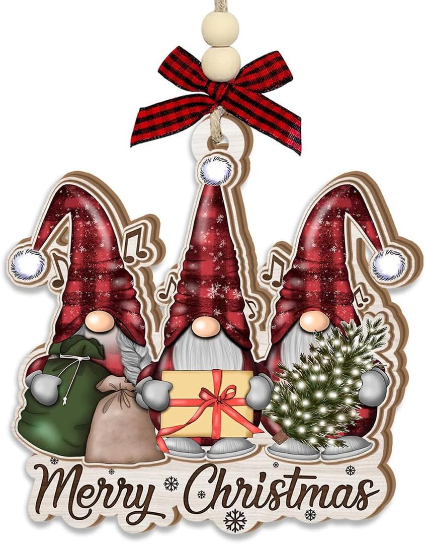 Gnome Christmas Ornaments 2025 - Funny Wooden Gnomes Ornament for Christmas Tree, Gnome Gifts for Women, Men, Family, Friends - Cute Holiday Gnomes Decoration Gift Ideas