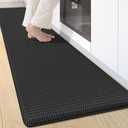 Kitchen Mats for Floor Cushioned Anti Fatigue, Runner Rug Waterproof, Memory Foam Padded for Standing, 17x79, Black