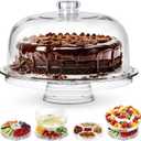 Masthome Cake Stand with Demo Cover, 6 in 1 Multi-Functional Serving Platter Display Stand for Christmas Wedding Party, Acrylic Cake Plate/Salad Bowl/Dessert Platter, BPA-Free, Send 2 Spoon