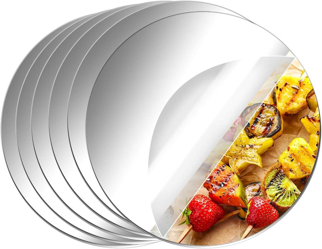 Aneco 4 Pack Acrylic Round Mirrors Non Glass Round Mirror Plate Removable Acrylic Mirror Stickers Mirror Plate for Home Wall Decor or Wedding Table Centerpiece, 10 Inches (Thickness 2 mm) (10 inches/25 cm)