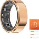 Fitness Tracker Smart Ring, Step Counter, Heart Rate Blood Oxygen Sleep Tracker Health Ring, 5ATM Waterproof Long Battery Life Smart Rings Compatible with iOS & Android (Rose Gold, US 12)