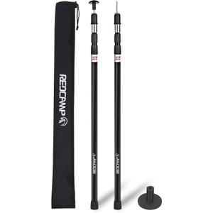 REDCAMP Aluminum Adjustable Camping Tarp Poles, Set of 2, 36in to 90in Telescoping Lightweight Waterproof Tent Poles, Multi-Purpose Extension Paint Roller/Gutter Cleaning/Duster Pole, Black