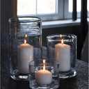 ARIAMOTION Hurricane Candle Holders for Pillar Hand Blown Glass Cylinder Vases Table Centerpiece Bulk Room Decor Clear Seeded Bubbles Living Dining Kitchen Island 10" 7" 4" Set of 3