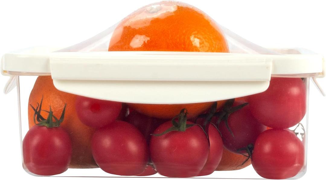 2 x Food Storage Containers with Silicone Stretch Pods for Food Storage in Fridge Reusable Plastic Food Saver with Elastic Lids Fresh Pod for Onions Kitchen Storage and Organization (M)