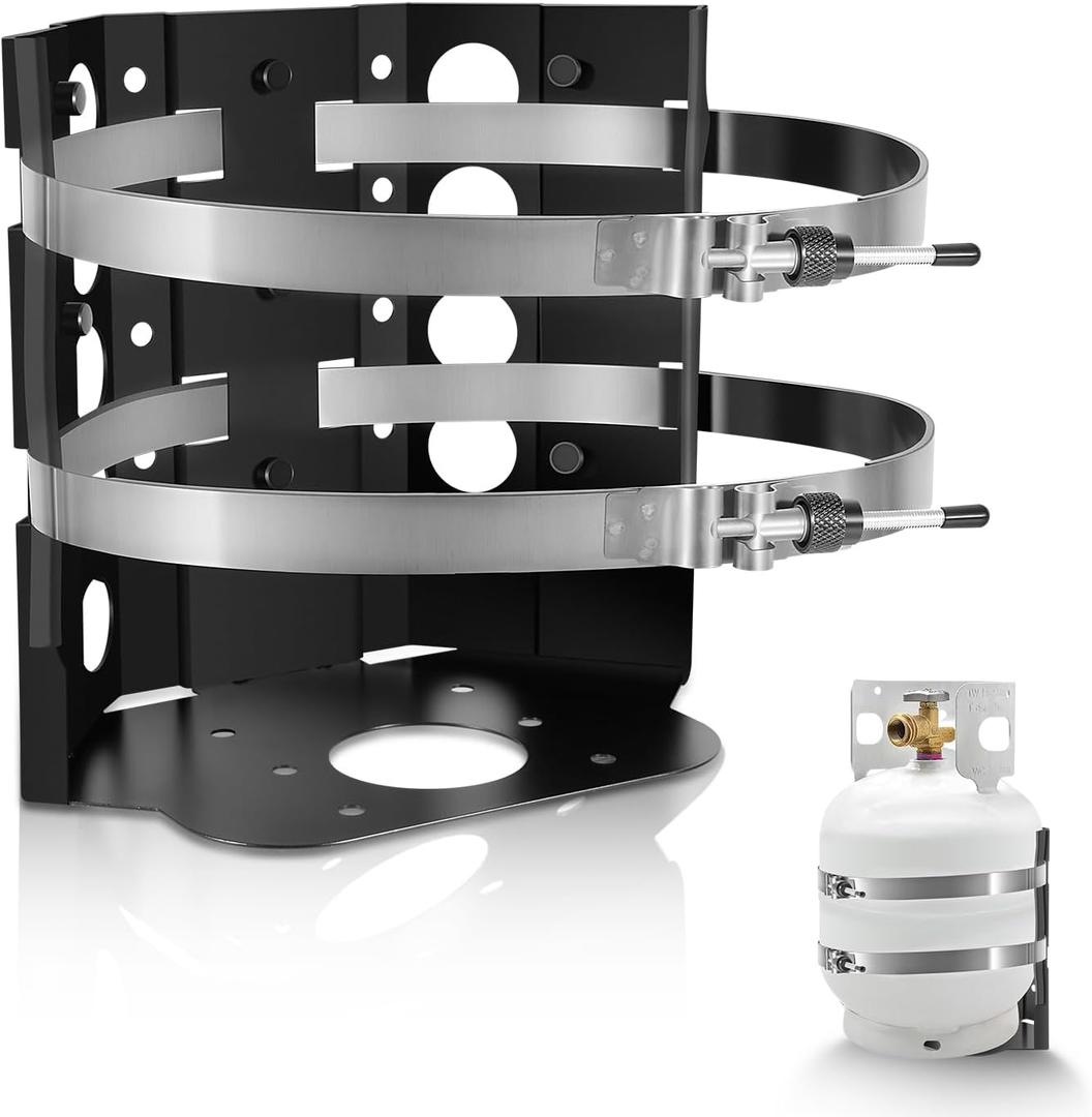 20 lb BBQ Propane Tank Holder, for 12-Inch 17lb/20lb/22lb BBQ Gas Tanks, for Vehicle, RV, Trailer, Boat, Truck, Replace for BKT-2290 Propane Tank Mount, Heavy-Duty Stainless Steel