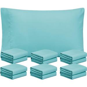 FreshCulture Spa Blue Pillowcases Queen Size 12 Pack - Bulk Pillowcase Set - Envelope Closure - Soft Brushed Microfiber Fabric - 20x30 Inches Pillow Case Set of 12 for Home, Hotels, Schools (30" x 20" (Pack of 12))