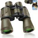 20x50 Binoculars for Adults High Powered, Military Compact HD Waterproof Binoculars with Low Light Vision for Bird Watching Travel Hunting Football Games Stargazing with Carrying Case and Strap, (Mud)