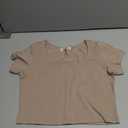 Women's Cotton Crop Tops Short Sleeve Scoop Neck Stretchy Casual Shirt (Beige, XL)