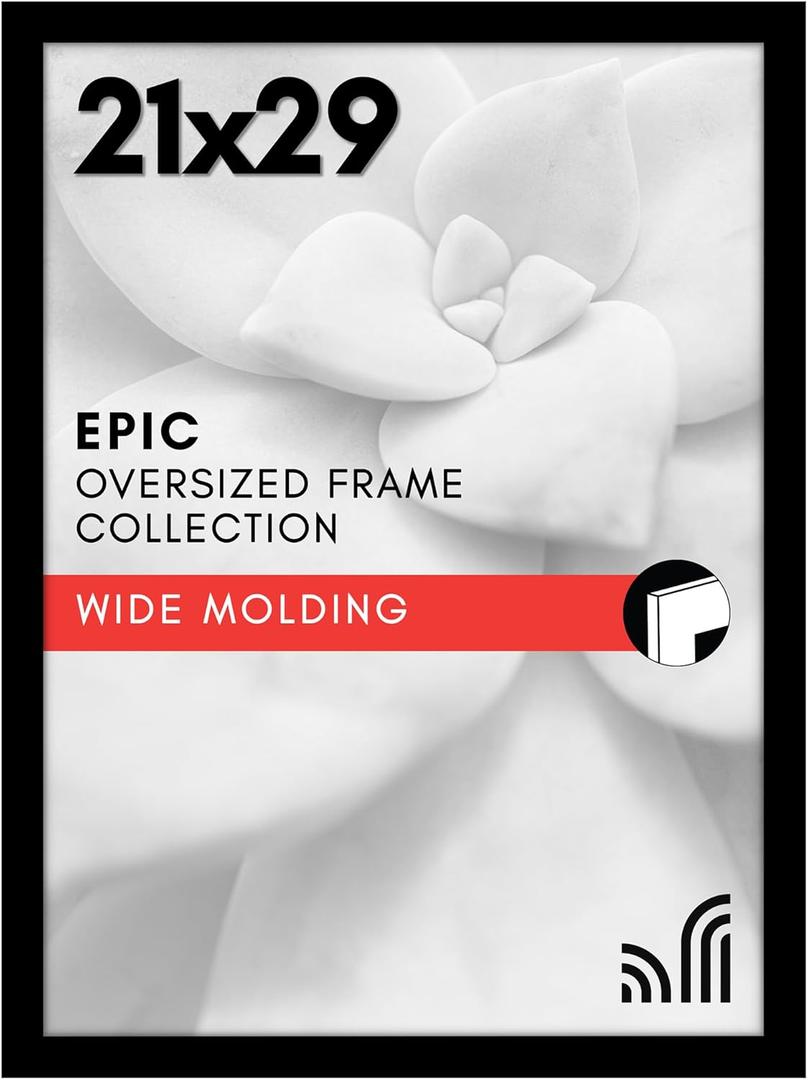 Americanflat 21x29 Picture Frame with Polished Plexiglass - Black Picture Frame - Wide Photo Frames Made of Engineered Wood for Vertical or Horizontal Wall Display - Epic Collection - Black