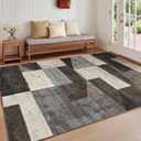 Modern Geometric Patchwork Rugs for Living Room, Soft Washable 4x6 Area Rug