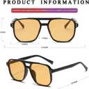 PORADAY Retro Aviator Sunglasses for Women Men Trendy Classic 70s Square Frame Sun Glasses Vintage Aviators Shades (Black/Orange)