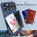 Vihibii for iPhone 15 Pro Max Wallet Case with Card Holder (4 Cards) & Slide Lens Protective Cover & Kickstand & Raised Edges Protect Screen, Shockproof Rugged Case for iPhone 15 Pro Max 6.7", Blue