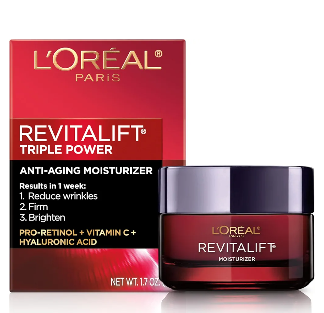 L'Oreal Paris Revitalift Triple Power AntiAging Face Moisturizer, Pro Retinol, Hyaluronic Acid & Vitamin C to Reduce Wrinkles, Firm & Brighten Skin, 1.7 Oz