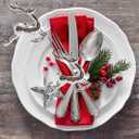 6 Pcs Christmas Deer Napkin Rings Silver Metal Elk Shaped Design Napkin Holder for Xmas New Year Holiday Wedding Receptions Dining Table Great Decorations