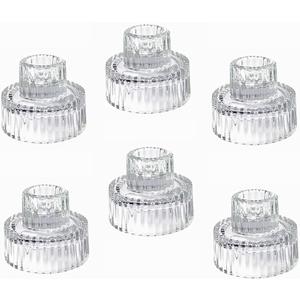 Hosley Set of 12 Glass Taper Candle Holders/Tea Light Candle Holders 2 Inches High Ideal Gift for Weddings Party Favor Reiki Meditation