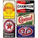 Retro Tin Signs Gas Motor Oil Signs 5PCS Vintage Metal Signs Posters for Garage Man Cave Shop Bar Pub Decor 12x8 inch