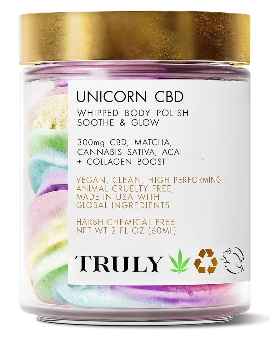 Truly Beauty Unicorn Whipped Body Polish with Chia, Acai and Rose  with Shea for Women, Body Butter Cream for Softer, Smoother and Glowing Skin  2 Fl. Oz