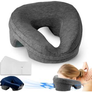 Face Down Pillow Massage Headrest for Bed, Stomach Sleeping Pillow, Face Cradle, BBL Pillow After Surgery Post Eye Surgery Recovery Equipment for Massage Tables,Piercing Pillows Removable Cover Black