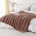 Chocolate Throw Blanket for Couch Sofa 50x60 inches Striped Fleece Blankets Room Home Decor Lightweight Plush Soft Cozy Gifts for Women Mom Girls