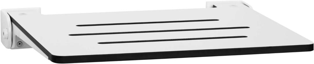 Seachrome 18 inch Silhouette Slimline Folding Wall Mount Shower Bench Seat, White Seat with White Frame