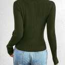 BTFBM Fall Sweaters for Women 2025 Lightweight Long Sleeve Henley Shirts Button Up Knit Basic Slim Fit Going Out Tops (Green, XXL)