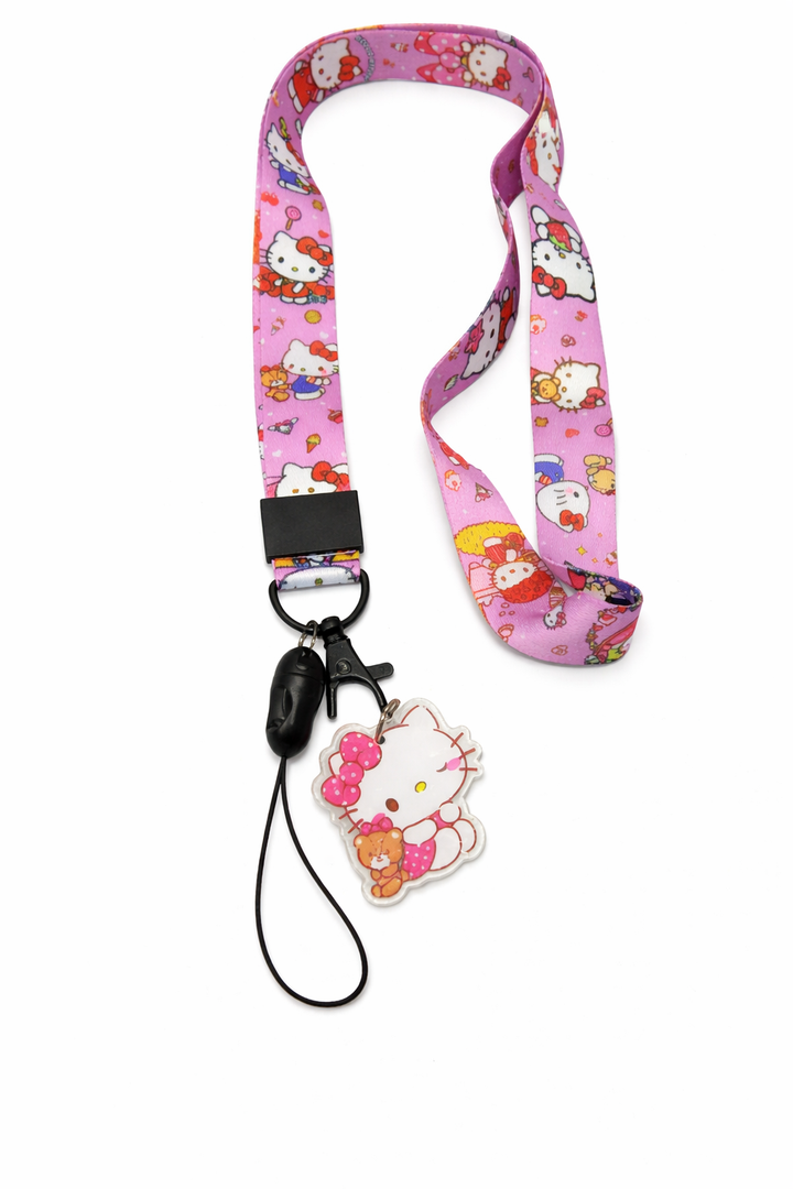 Hello Kitty Lanyard for Keys and Women, Lanyards for ID Holder, Cute Kawaii Anime Pink Lanyard, Pack of 2