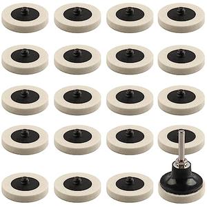 Rocaris 20 Pcs 2 Inch Compressed Wool Fabric Disc Polishing Buffing Pads Wheels Disc Pad Holder with 1/4" Shank Perfect for Cleaning Polishing Sanding Projects…