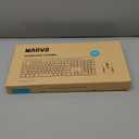 Wireless Keyboard and Mouse Combo, MARVO 2.4G Ergonomic Wireless Computer Keyboard with Phone Tablet Holder, Silent Mouse with 6 Button, Compatible with MacBook, Windows (Black)