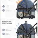 3 in 1 Pet Carrier Stroller with Detachable Carrier, Foldable Dog & Cat Stroller for Small/Medium Dogs up to 33 lbs, Large Storage Bag, Full Window Mesh, One-Touch Dual Brake, Car Seat