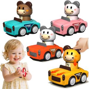 Press to Go Car Toys for Toddlers 1-3, Animal Baby Car Toys,Gifts for One Year Old Boys,Infant Play Vehicle Set for 6-9-12-18 Months,1st Birthday Valentine's Day Gift for 1-2 Years Old Boy Girl