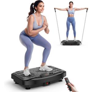 Vibration Plate Exercise Machine Weight Loss, Full Body Workout Vibration Plate Lymphatic Drainage, 199 Adjustable Speeds Power Shaping Vibrating Plate 450 Lbs Capacity Fitness Platform (Black)