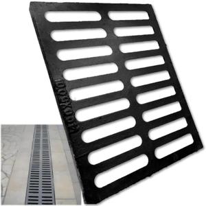 Cast Iron Drain Grate, 20x16 Outdoor Drain Cover, B Class Sewer Grate, Durable Heavy Duty Channel Grate, Black Rectangle Drainage Grate for Driveway, Concrete, Yard, Garage (19.7x15.7)