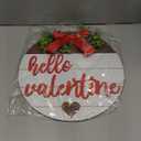 Boao Hello Valentine's Day Wooden Hanging Sign Farmhouse Door Decor Hello Valentine Vintage Heart Red Bow Door Wreath Rustic Wall Plaque Decorations for Window Wall Front Porch Hanger