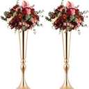 2 Pcs 22" Tall Gold Vases Metal Flower Arrangement Stand, Versatile for Centerpieces, Decoration for Table, Party, Wedding