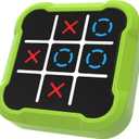 Electronic Tic Tac Toe Game, 4-in-1 Handheld Digital Tic Tac Toe Bolt Game, Portable Travel Learning Toy for Kids & Adults, Educational Memory Games for Ages 3+, Ideal Gift for Boys Girls, Green